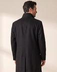 Sultan C Stand-Collar Coat – SAND – BLACK - Hero Back