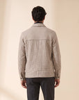 Aiden Micro-Check Zip Shirt Jacket – SAND – CREAM CHARCOAL - Hero Back
