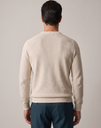 FERRANTE ESSENTIAL TEXTURED MERINO CREWNECK – WARM CREAM - Mid-body Back