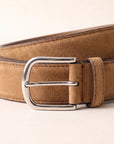 Paolo Vitale Calf Leather Belt — Tan – TAN - Buckle & Texture Detail
