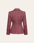 Karima Tweed Blazer – MERLOT RED/ECRU TWEED - Ghost Mannequin Back
