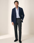 Gordon Textured Shirt – SAND – LIGHT BLUE - Full Body Front