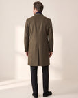 Sultan Double-Breasted Coat – SAND – DARK OLIVE - Full Body Back