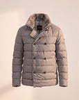 DUNO Theodor Double-Breasted Wool Down Jacket – DARK STONE - Ghost front