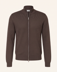 RICE STITCH FULL-ZIP CARDIGAN – CHOCOLATE - Ghost Front