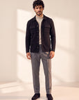 Gran Sasso Milano-Rib Shirt Jacket — Black - BLACK - Full Front Model