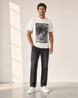 Bastille Direct Printed T-Shirt Curve — White — On Model Front