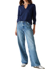 Halie Rib Mixed Top - Michael Stars