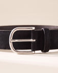 Paolo Vitale Calf Leather Belt — Black – BLACK - Buckle & Texture Detail