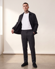 HERRINGBONE REG SUIT PANTS - LES DEUX – BLACK - Full Front Model