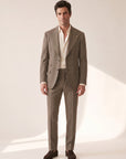 TAUPE MICRO-DOT SINGLE-BREASTED PEAK LAPEL SUIT - GABRIELE PASINI – TAUPE / IVORY - Full Front Model