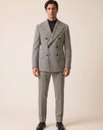 MICRO-DOT DOUBLE-BREASTED PEAK LAPEL SUIT - GABRIELE PASINI – BLACK / IVORY - Full Front Model