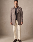 FERRANTE EXTRAFINE MERINO WOOL DIAMOND JACQUARD CREWNECK – ANTHRACITE - Full Front Model
