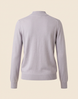 FERRANTE ESSENTIAL GARMENT-DYED MERINO MOCK NECK – COOL LIGHT GREY LILAC - Ghost Mannequin Back
