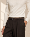 Paolo Vitale Suede Belt – BROWN - Styled Waist Front