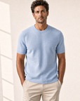 Ferrante Linen T-Shirt – Blue - Detail Front