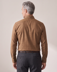 GORDON SC VIRGIN WOOL SHIRT – WARM CAMEL MELANGE - Hero Back