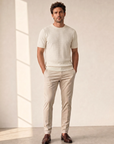 Gran Sasso Cotton Linen Brick T-Shirt – WHITE - Full Front Model