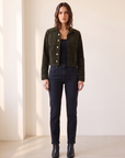 L’AGENCE Janelle Corduroy Jacket – ARMY - Full Front Model