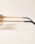 Vintage Frames Detroit Player Drill Mount 24KT Gold – Light Brown Gradient – YELLOW GOLD / LIGHT BROWN GRADIENT - Side profile
