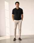 Ferrante Textured Polo – Black - Hero Front