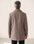 WOOL-BLEND DOUBLE-BREASTED COAT – TAUPE - Mid-body Back