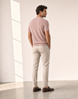 Ferrante Pima Cotton Perforated T-Shirt – Pink - Back Angle