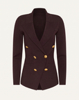 Amelia Knit Blazer – DARK JAVA/GOLD - Ghost Mannequin Front