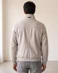 WOOL-BLEND BOMBER WITH DETACHABLE FAUX-FUR COLLAR – GREY - Mid-body Back