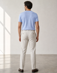 SAND Linen Crewneck T-Shirt – SKY - Full Back Model