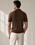 SAND Knit Polo – BROWN - Hero Back