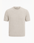 Ferrante Textured Linen T-Shirt – Taupe - Ghost Mannequin Front