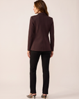 Amelia Knit Blazer – DARK JAVA/GOLD - Full Back Model