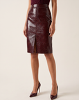 Violetta Vegan Leather Skirt – DARK PORT CROC - Hero Front