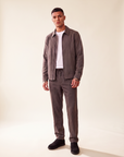 PINSTRIPE TAPERED SUIT PANTS - LES DEUX – SHOPPING BAG BROWN - Full Front Model