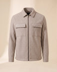 Aiden Micro-Check Zip Shirt Jacket – SAND – CREAM CHARCOAL - Ghost Front