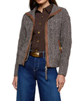 Shiloh Suede Trim Cardigan - L'AGENCE