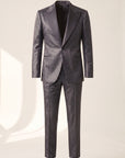 CHARCOAL JACQUARD PEAK LAPEL TUXEDO - GABRIELE PASINI – CHARCOAL - Ghost Front