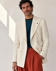DB Knit Peak Lapel Blazer Gabriele Pasini – IVORY - Hero Front
