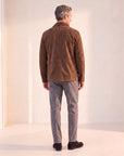 Soft Suede Aiden Pocket Shirt Jacket – SAND – BROWN - Full Back Model