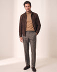 Brandon Glen-Plaid Trousers – SAND – BROWN GREY - Full Body Front