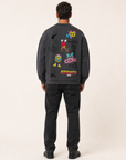LUXURY SKETCH SWEATSHIRT - DOM REBEL – FADE BLACK - Full Back Model