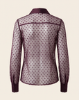 L’AGENCE Sophie Swiss Dot Blouse – DEEP SANGRIA SWISS DOT - Ghost Mannequin Back