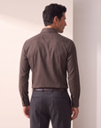 GORDON SC VIRGIN WOOL SHIRT – DARK BROWN MELANGE - Hero Back