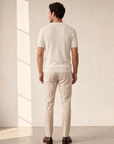 Gran Sasso Cotton Linen Brick T-Shirt – WHITE - Full Back Model