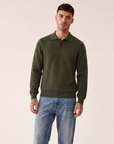 CHECK STRUCTURE KNITTED LS POLO - LES DEUX – RIFLE GREEN - Hero Front