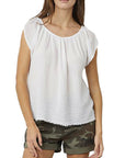 Cotton Gauze Flutter Sleeve Top - VELVET