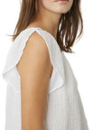 Cotton Gauze Flutter Sleeve Top - VELVET