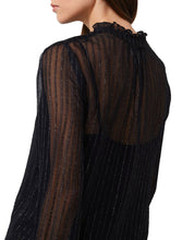 Load image into Gallery viewer, Tomei Lurex Striped Chiffon Peasant Blouse - VELVET
