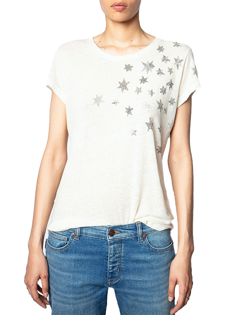Zadig & Voltaire Zoe Wings Liberté Cotton Logo Graphic T-shirt In White Zadig & Voltaire Zoe Wings Liberté Cotton Logo Graphic T-shirt In White